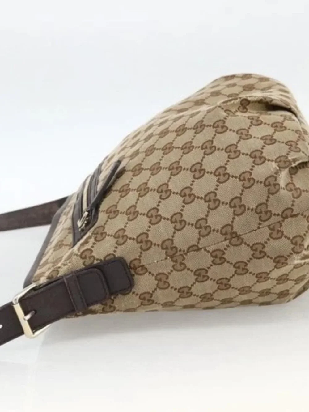 GUCCI GG Canvas Shoulder Bag Outlet Beige Silver 388930 Auth BA11771